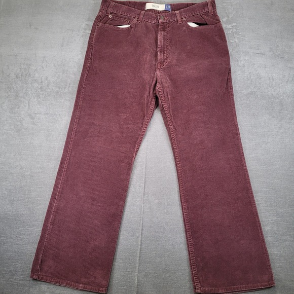 GAP Boot Fit Y2K 90s Corduroy Pants Mens 36x30 Burgundy Casual Cotton - Picture 1 of 12
